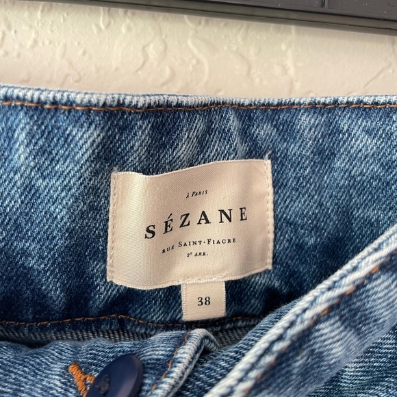 Sezane Austin Trousers Bleached Blue Denim—EU 38 - Picture 5 of 5